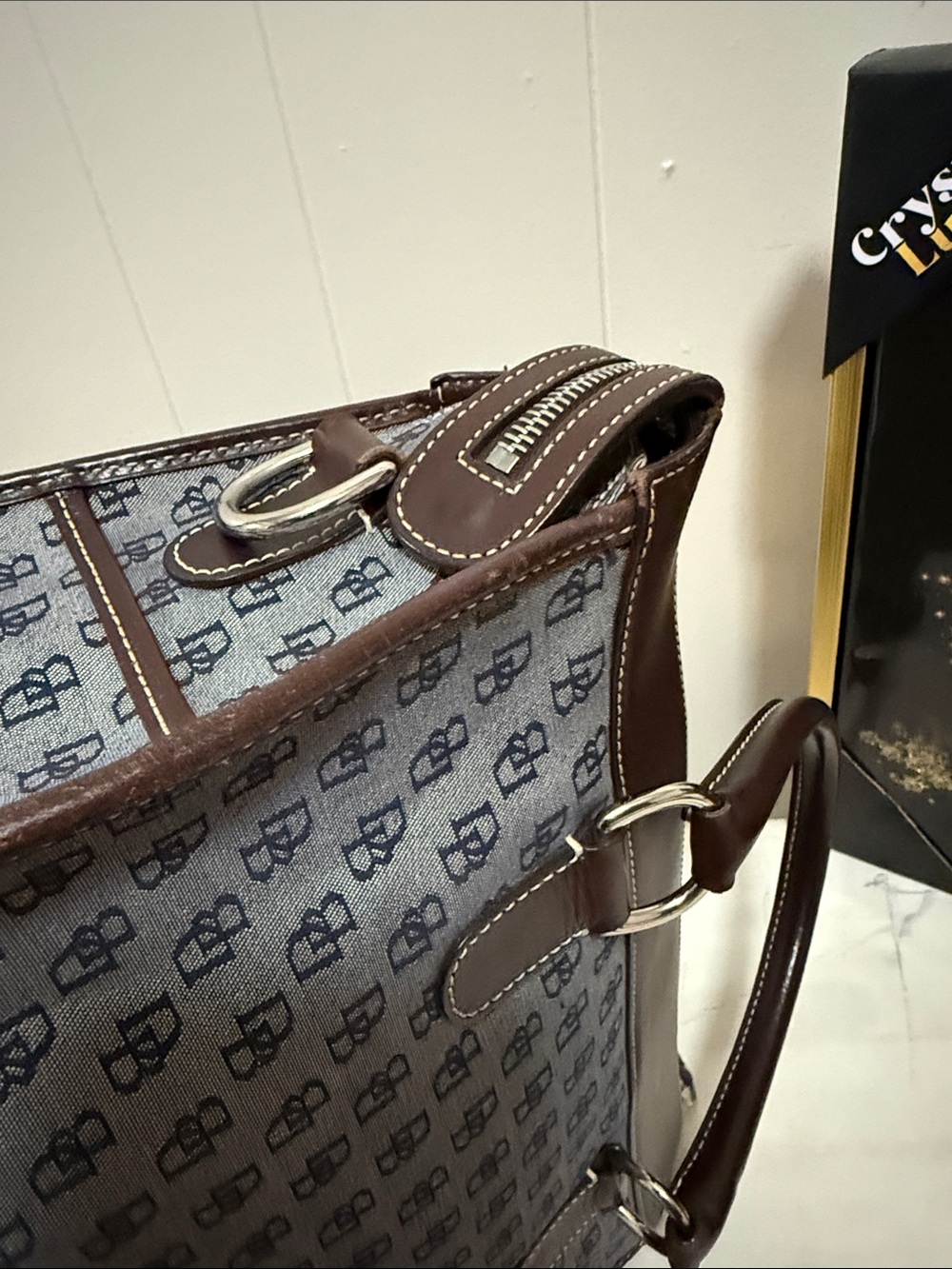 Dooney & Bourke Brown Leather Patterned Dual-Pocket Satchel with Top Handles - Picture 7 of 12